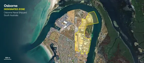 Osborne Designated zone depicted by yellow highlighted area on map