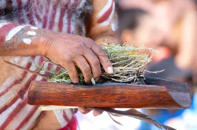 Community smoking ceremony - hands close up